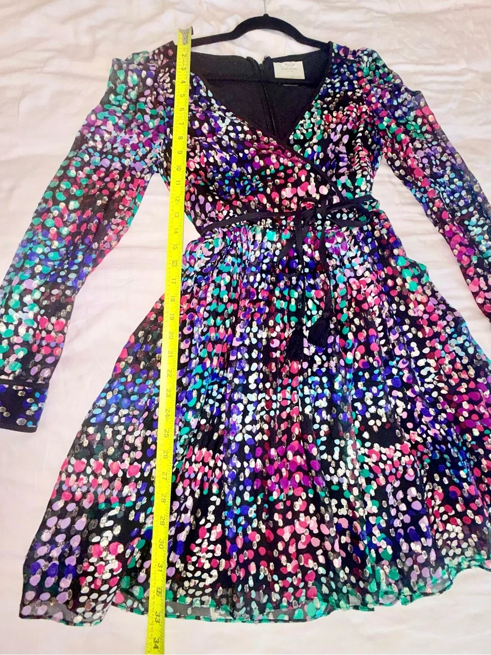 Kate Spade Multicolor Wrap Dress with Black Base, like new